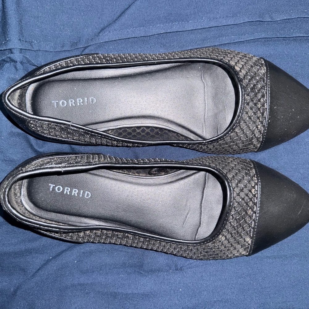 Torrid Black Flats with Textured Design